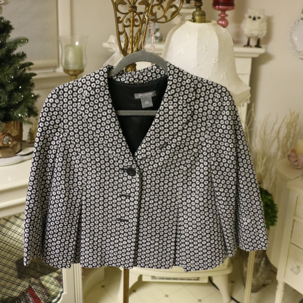 Black and White Flowered Ann Taylor Blazer